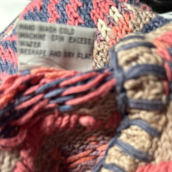 Sigrid Olsen pink, blue, white and taupe cotton/ramie knit sweater, S - Picture 5 of 8